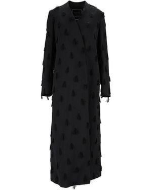 Fabiana Filippi Night Collarless Textured Long Coat - Black