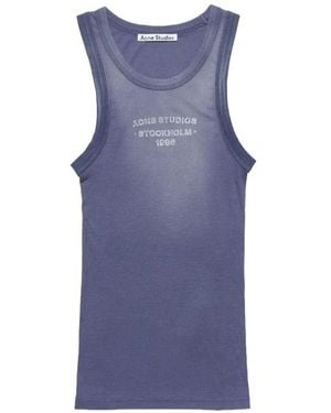 Acne Studios Printed Scoop Neck Tank Top - Blue