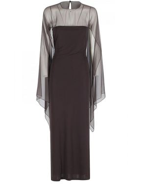 Alberta Ferretti Crepe Midi Dress - Brown