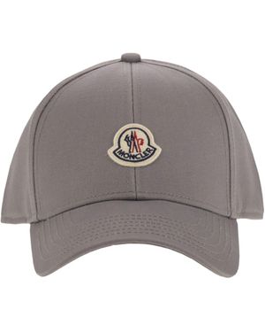 Moncler Baseballkappe von Cotton Gabardine - Grau
