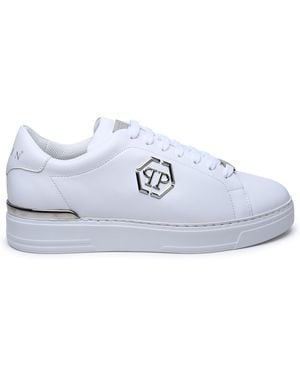 Philipp Plein Hexagon Leather Trainers - White