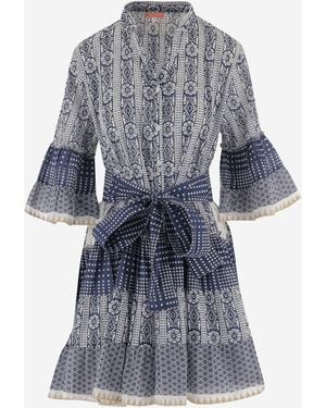 PEP'S CANNES Baumwollkleid mit geometrischem Muster - Blau