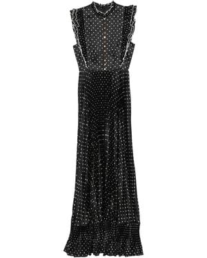 Self-Portrait Polka Dot Frill Maxi Dress - Black