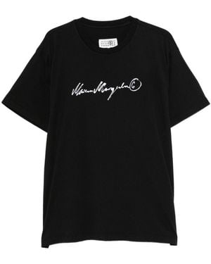 MM6 by Maison Margiela Logo Cotton T Shirt - Black