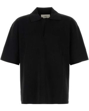 Ami Paris Viscose Blend Oversize Polo Shirt - Black