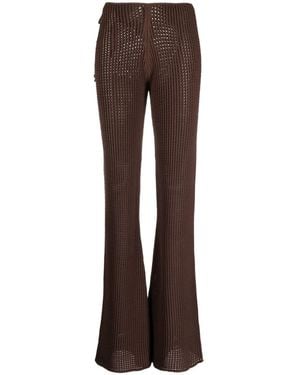 ANDREADAMO Waffle-Knit Cut-Out Flared Trousers - Brown