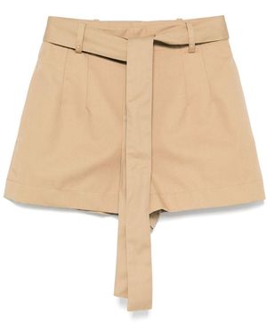 Moncler Cotton Blend Shorts - Natural