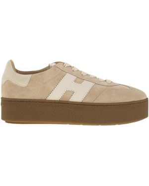 Hogan Cool Suede Trainers With Thick Soles - Brown