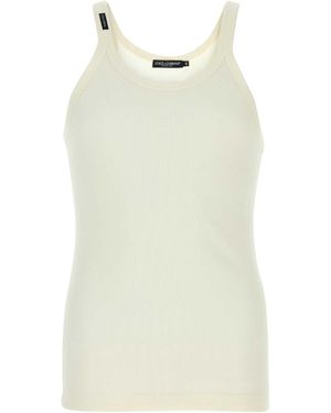 Dolce & Gabbana Round Neck Tank Top - Natural