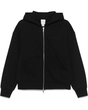 Calvin Klein Felpa Con Cappuccio E Zip - Black