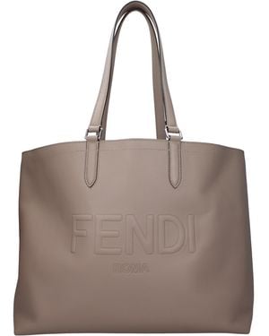 Fendi Umhängetaschen Frauen Ledergrau/Seil - Braun