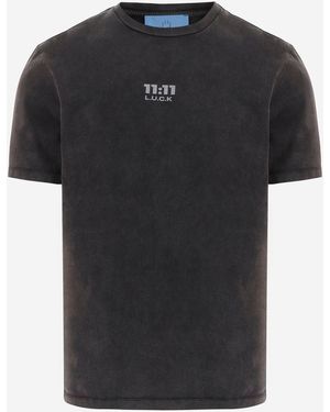 11 11 L.U.C.K. Camiseta De Algodón Con Logo Estampado - Negro