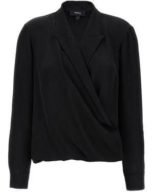 Theory Theorie 'PK Label Wrap' Bluse - Schwarz