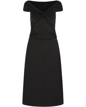 MICHAEL Michael Kors Longuette 'viscose Blend Dress Met Blote Schouders - Zwart