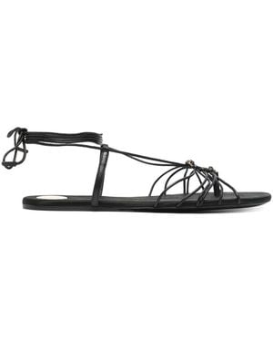 Saint Laurent Babylone Satin-Sandalen - Weiß