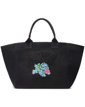 Ganni Recycelte Baumwolle Xxl Tasche - Schwarz