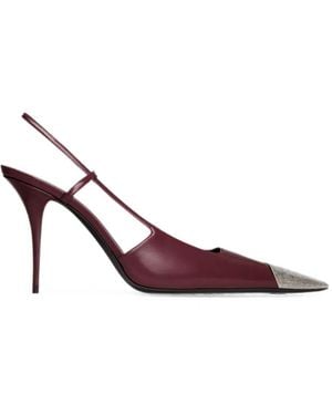 Saint Laurent Jeanne Leather Slingback Court Shoes - Pink