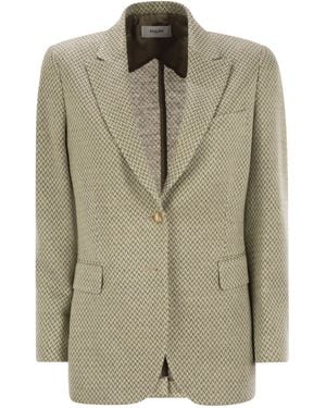 SAULINA Angelica Herringbone Two Button Blazer - Natural