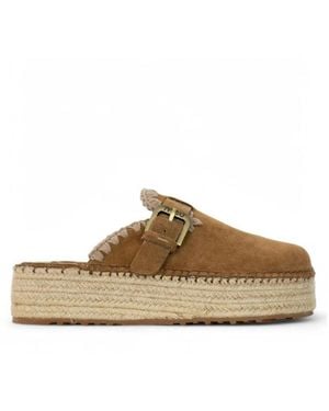 Mou Jute Clog Plain Suede - Brown