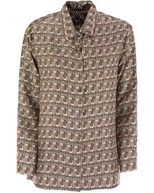 Max Mara Times Reversible Printed Silk Shirt - Brown