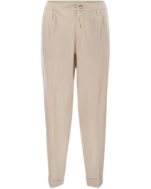 Fedeli Harvard Soft Cashmere Flannel Trousers - Natural