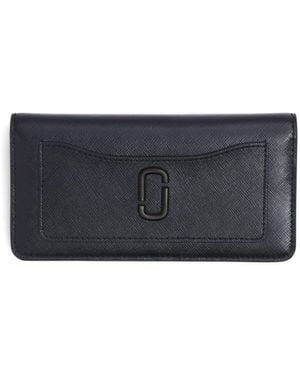 Marc Jacobs Zwarte Lederen Portemonnee Met Logo -plaque - Grijs