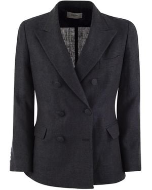 SAULINA Anna Double Breasted Linen Jacket - Black