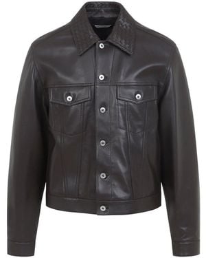 Bottega Veneta Jas Met Intrecciato-kraag - Zwart