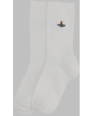 Vivienne Westwood Socks Ribbed Crew - White
