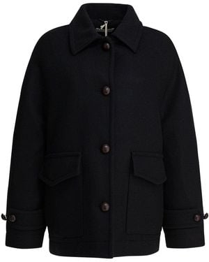 Circolo 1901 Wool Double-Breasted Coat - Black