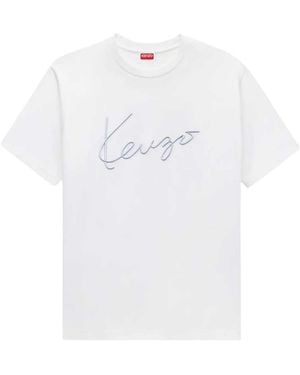 KENZO ' Signature' Geborduurd Katoenen T-shirt - Wit