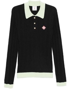 CASABLANCA Poloshirt aus geripptem Strick - Schwarz