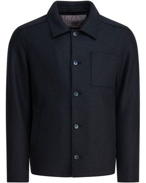 Herno Virgin Wool Overshirt Jacket Jackets And Coats - Blue