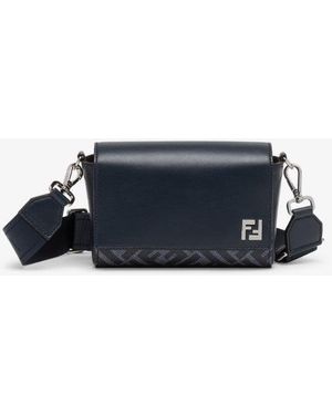 Fendi Ff Vierkante Lederen Tas - Blauw