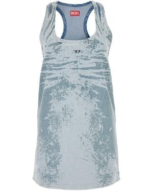 DIESEL Printed Denim Mini Dress - Blue
