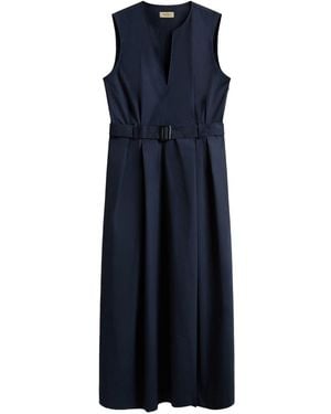 Woolrich Cotton Long Gappted Kleid - Blau
