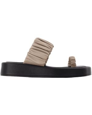 Elleme Amor -Plattform -Folien Taupe/Black Leder - Natur