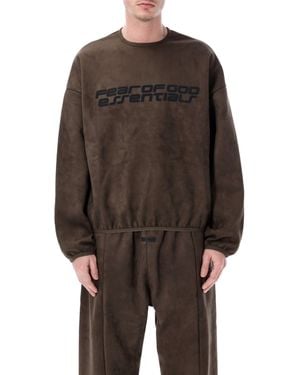 Essentials x Fear Of God Oversized Logo-Print Crewneck Sweatshirt - Brown