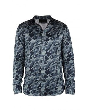 Philipp Plein Ls Camouflage Shirt - Blue