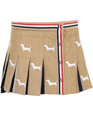 Thom Browne Hector Embroidery Corduroy Mini Skirt - Natural