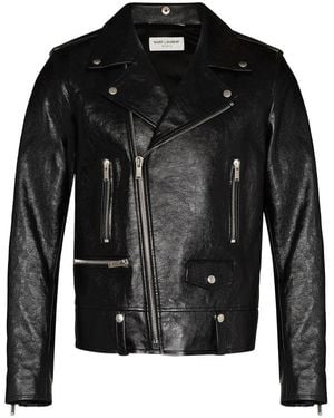 Saint Laurent Black Leather Motorcycle Jacket - Zwart