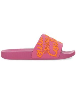 Versace Jeans Couture Slide Sandal With Logo - Pink
