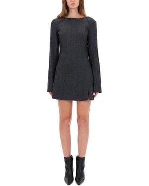 Our Legacy Fitted Mini Dress With Deep Scoop Back And Ribbed Texture - Black