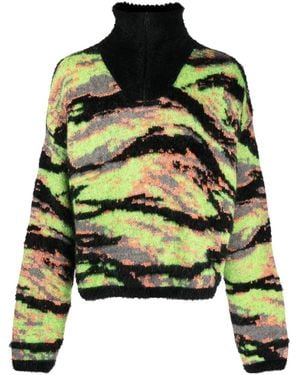 ERL Jacquard Tiger Sweater Knit Clothing - Green