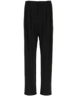 Saint Laurent Crepe Wide-Leg Pant - Black