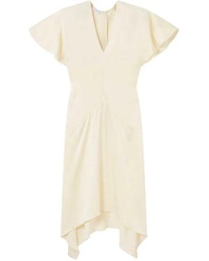 Stella McCartney V-Neck Short-Sleeve Satin Midi Dress - White