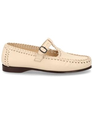 Hereu Leather Woven Mary Jane Flats - Natural