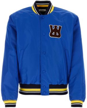 Wales Bonner Nylon Bomber Jacket With Embroidered Details - Blue