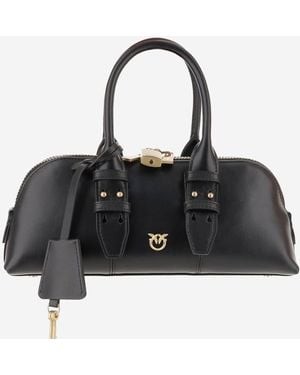 Pinko Leather Bowling Bag - Black