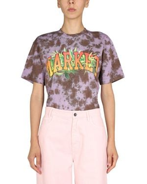 Market Logo Print T-Shirt - Pink